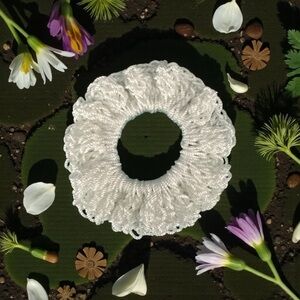 Elegant White Hair Scrunchie